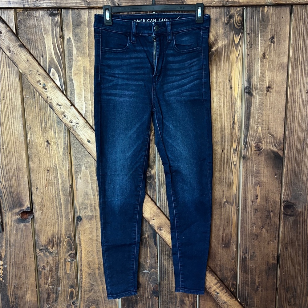 American Eagle Outfitters Dark Blue High-Rise Skinny Jeans